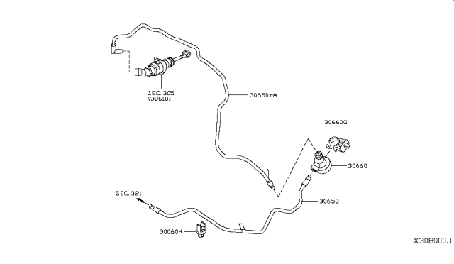 2012 Nissan Versa Tube Assy-Clutch Diagram for 30850-1HM0A