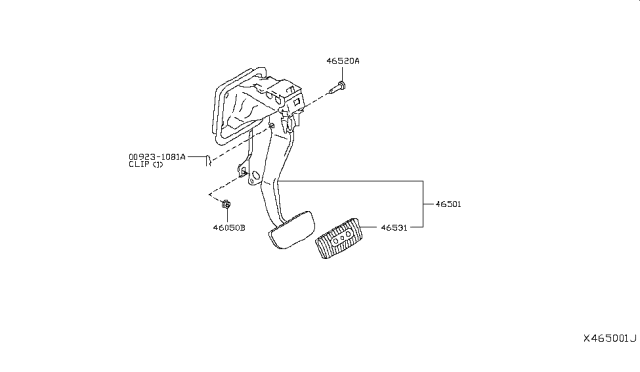 2015 Nissan Versa Brake & Clutch Pedal Diagram 3