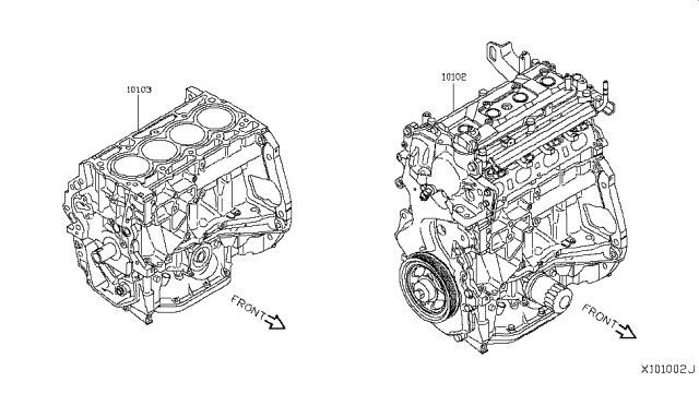 2016 Nissan Versa Bare & Short Engine Diagram