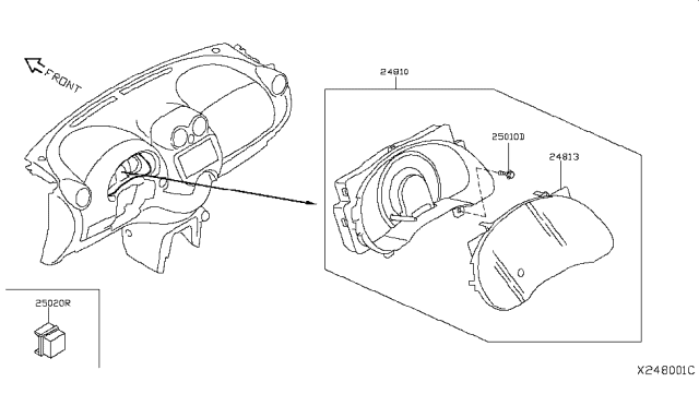 2014 Nissan Versa Speedometer Instrument Cluster Diagram for 24810-9KA0A