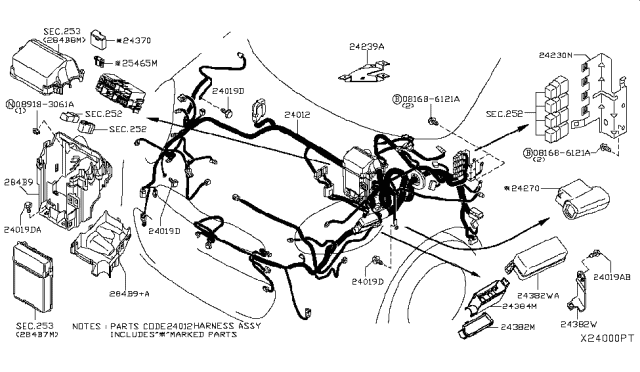 2019 Nissan Versa Harness-Engine Room Diagram for 24012-9EK0A