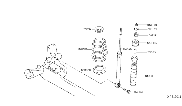 2015 Nissan Versa ABSORBER Kit - Shock, Rear Diagram for E6210-3AN0D