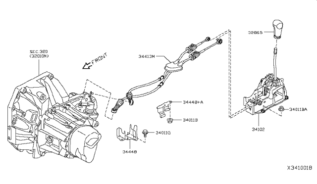 2019 Nissan Versa Bracket-Cable Diagram for 34448-1HM0A