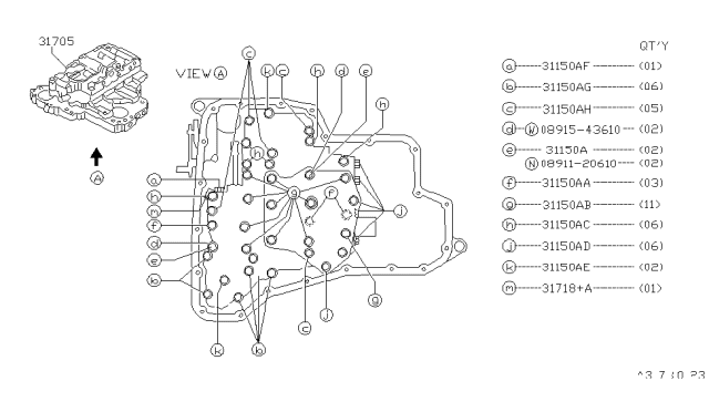 1994 Nissan Altima Control Valve Assembly Diagram for 31705-80X19