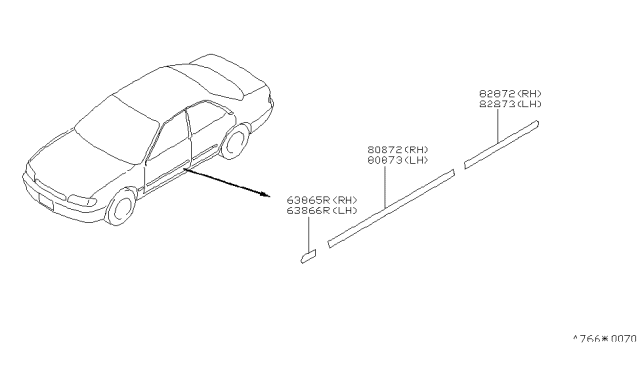 1996 Nissan Stanza Molding-Rear Door,RH Diagram for 82870-9B003