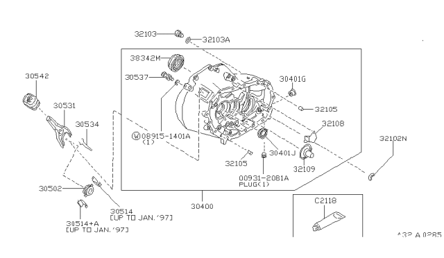 1996 Nissan Altima Transmission Case & Clutch Release Diagram 1