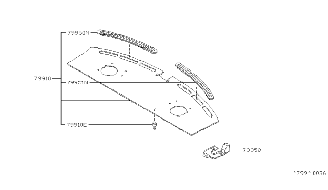 1995 Nissan Altima Finisher-Rear Parcel Shelf Diagram for 79910-2E801