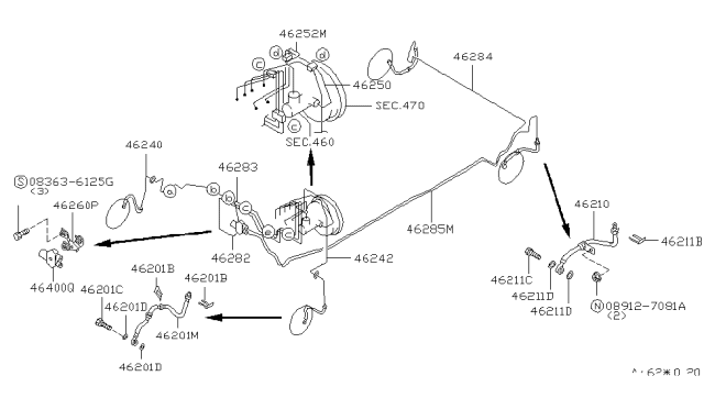 1997 Nissan Stanza Brake Piping & Control Diagram 1