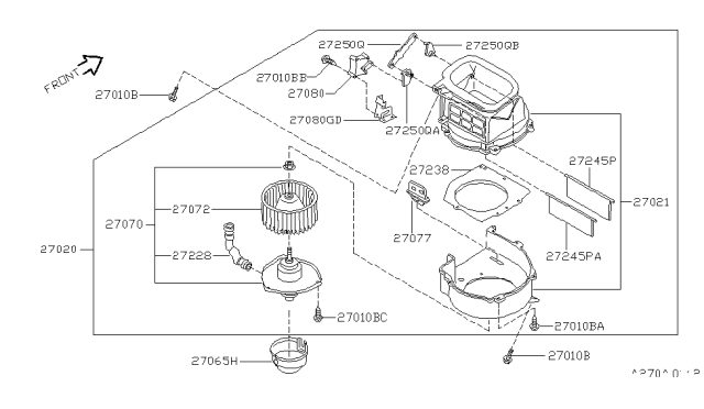 1994 Nissan Stanza Blower Assy-Front Diagram for 27200-1E400