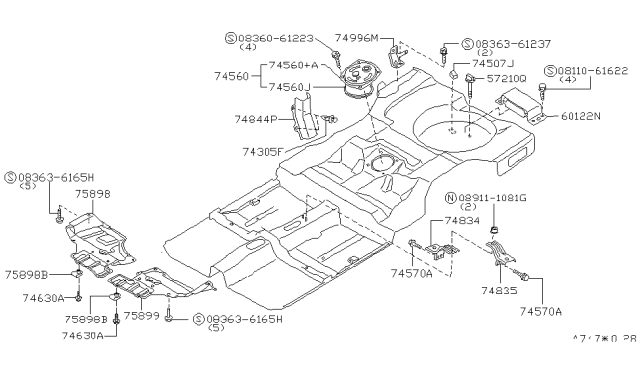 1996 Nissan Altima Cover-Front Under,LH Diagram for 75899-1E400