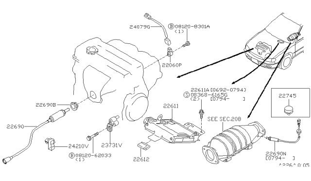 1996 Nissan Altima Engine Control Module Diagram for 23710-4E800