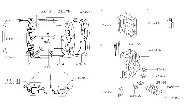 1995 Nissan Stanza Harness Assembly-Main Diagram for 24010-4E901