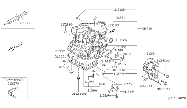 1994 Nissan Stanza Pan Assy-Oil Diagram for 31390-80X02