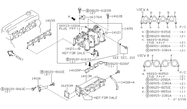 1995 Nissan Altima Gasket-Throttle Chamber Diagram for 16175-5B600