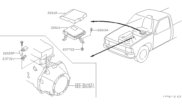 1997 Nissan Hardbody Pickup (D21U) Engine Control Module Diagram 3