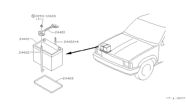1997 Nissan Hardbody Pickup (D21U) Battery & Battery Mounting Diagram 2