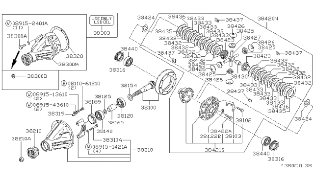 1995 Nissan Hardbody Pickup (D21U) Final Drive Assembly,W/EAL Sensor Diagram for 38301-87G15