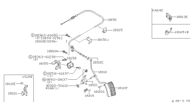 1995 Nissan Hardbody Pickup (D21U) Accelerator Linkage Diagram