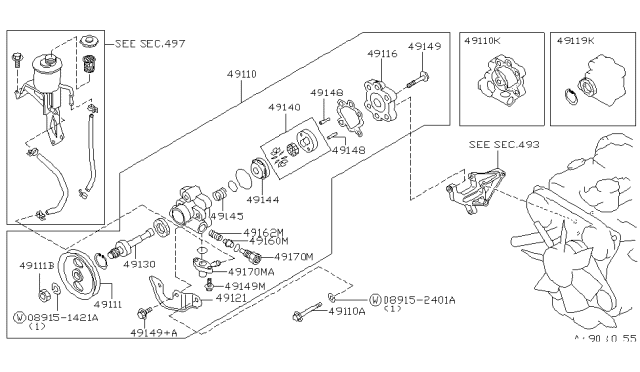 1995 Nissan Hardbody Pickup (D21U) Power Steering Pump Diagram 2