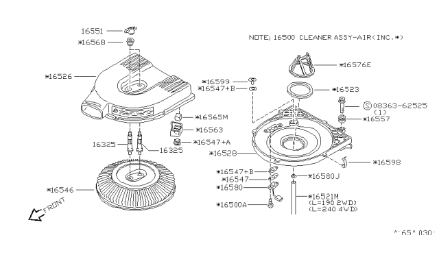 1995 Nissan Hardbody Pickup (D21U) Packing Diagram for 16547-86G05