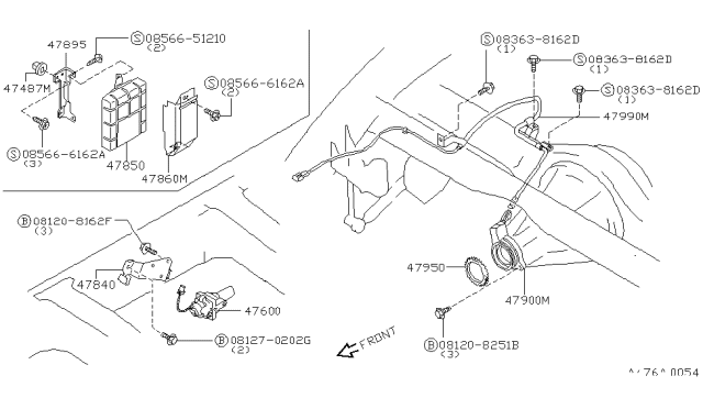 1995 Nissan Hardbody Pickup (D21U) Sensor Assembly-Anti SKID,Rear Diagram for 47900-92G20