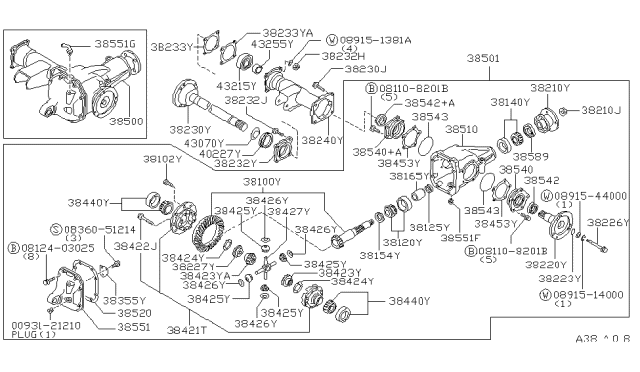 1996 Nissan Hardbody Pickup (D21U) Case-Differential Diagram for 38420-12S10