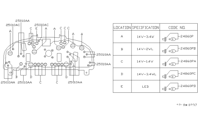 1996 Nissan Hardbody Pickup (D21U) Instrument Meter & Gauge Diagram 2