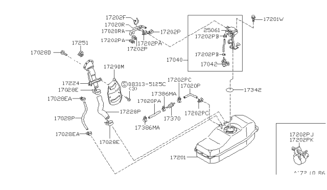 1995 Nissan Hardbody Pickup (D21U) Fuel Tank Diagram 4