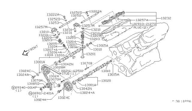 1996 Nissan Hardbody Pickup (D21U) CAMSHAFT Diagram for 13001-19P00