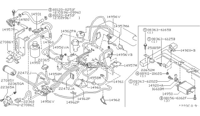 1996 Nissan Hardbody Pickup (D21U) Bracket-Valve Diagram for 14957-88G00