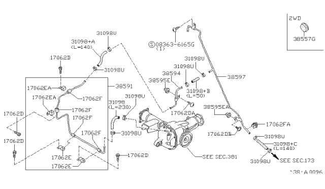 1997 Nissan Hardbody Pickup (D21U) Insulator Diagram for 46271-55G10