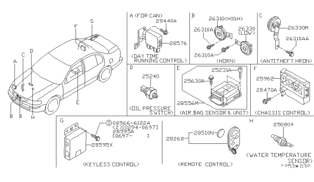1995 Nissan Maxima Switch Assembly-Remote Diagram for 28268-40U10