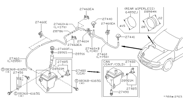 1995 Nissan Maxima Inlet-Washer Tank Diagram for 28915-41U00