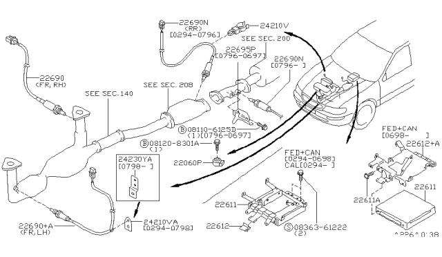 1996 Nissan Maxima Engine Control Module Diagram for 23710-40U04