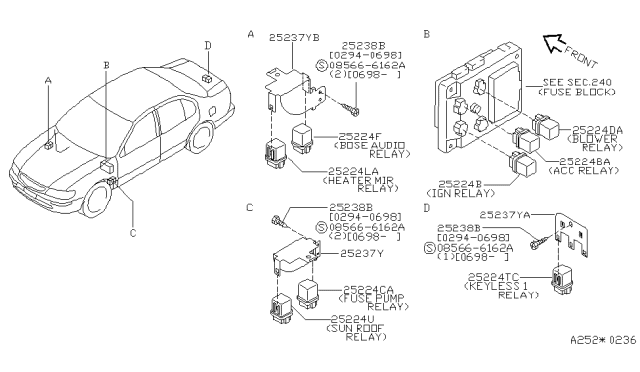 1997 Nissan Maxima Bracket-Relay Diagram for 25238-34U10