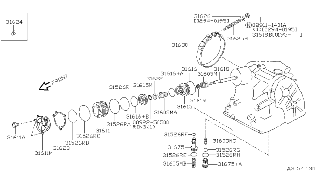 1995 Nissan Maxima Seal-O Ring,Band Servo Diagram for 31526-80X04