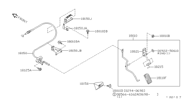 1996 Nissan Maxima Lever Assembly-Pedal Diagram for 18005-40U00