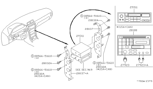 1999 Nissan Maxima Player Unit-Cassette Diagram for 28111-0L700