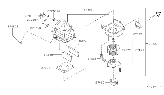 1996 Nissan Maxima Blower Assy-Front Diagram for 27200-39U01