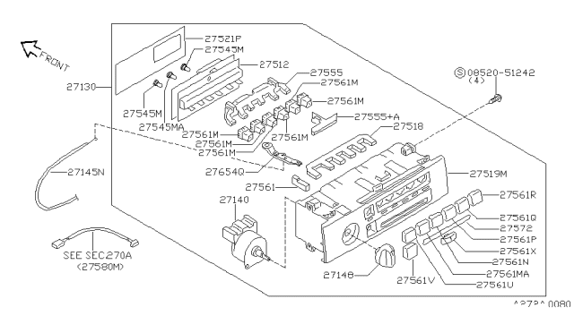 1999 Nissan Maxima Control Assembly Diagram for 27510-1L000