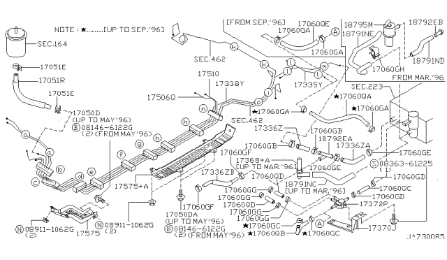 1996 Nissan Maxima Tube-Fuel Feed Diagram for 17506-41U20