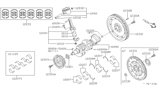 1999 Nissan Maxima FLYWHEEL Assembly Diagram for 12310-40U21