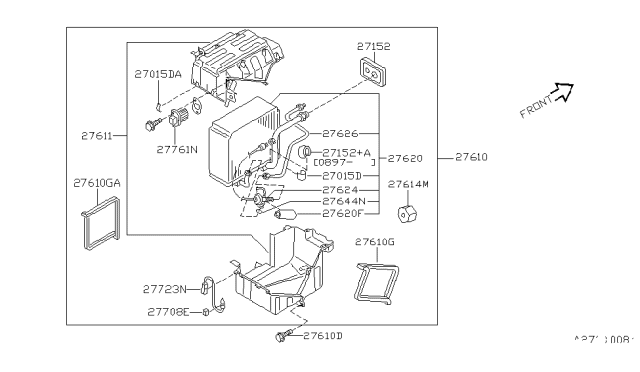 1997 Nissan Maxima Cooling Unit Assy Diagram for 27270-39U01