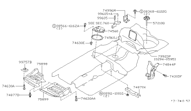 1996 Nissan Maxima Mounting Rubber-Jack Diagram for 74892-40U00