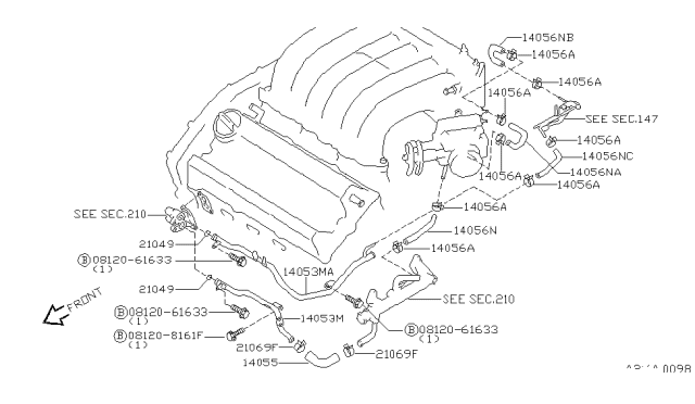 1997 Nissan Maxima Water Hose & Piping Diagram