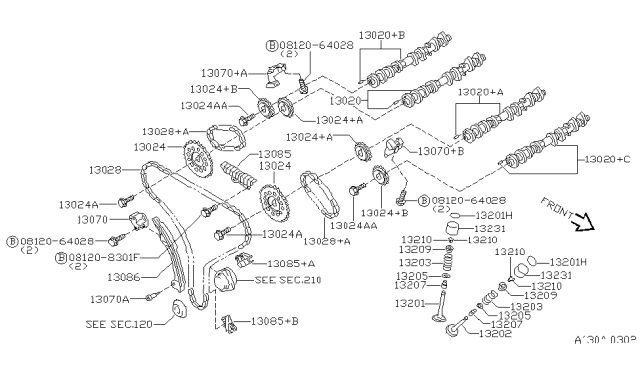 1999 Nissan Maxima Chain Guide Diagram for 13091-31U01
