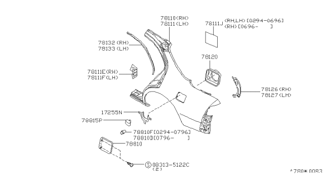 1996 Nissan Maxima Retainer-Tapping,Striker LH Diagram for 76691-40U00