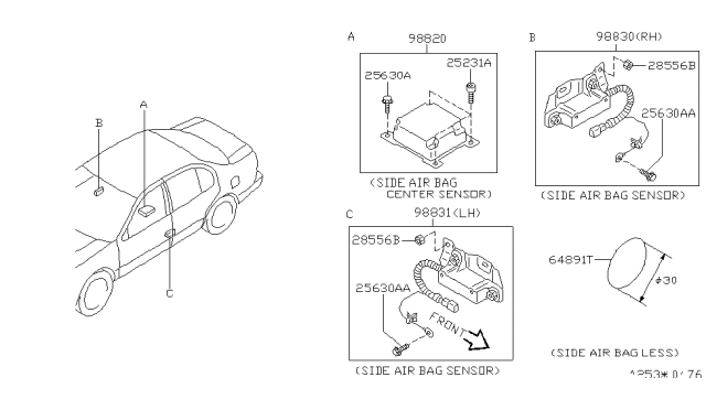1999 Nissan Maxima Sensor-Side Air Bag,LH Diagram for 98831-2L725