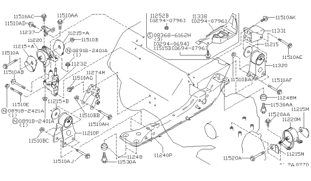 1996 Nissan Maxima Member Assy-Engine Mounting Diagram for 11240-40U10