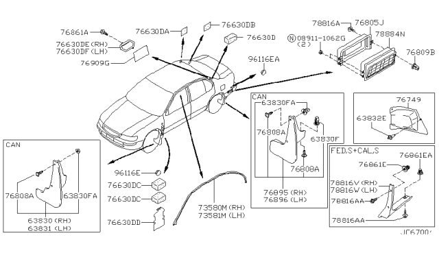 1997 Nissan Maxima Grommet-Screw Diagram for 01281-01291